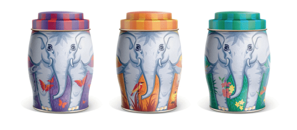 Three Mini Elephant Tea Caddies